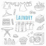 Laundry Hand Doodle Icons Illustration Vector 123rf Drawn Service Set sketch template