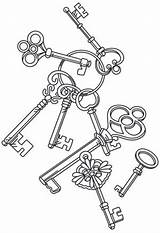 Key Coloring Skeleton Keys Pages Steampunk Designs Printable Embroidery Color Getcolorings Colouring Adult Getdrawings Tattoos Choose Board Over Unique sketch template