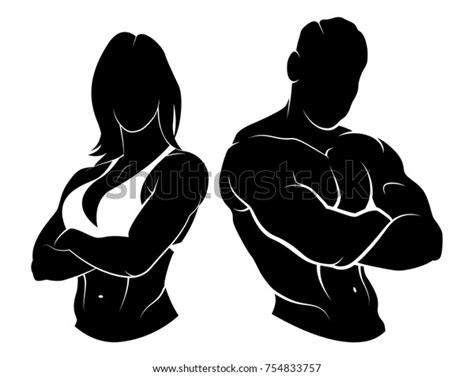 vector illustration fitness logo male female stock vector