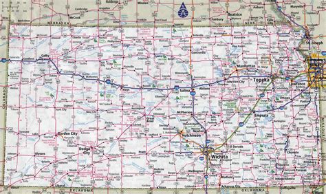 large detailed roads  highways map  kansas state  cities