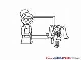 Teacher Girl Coloring Printable Sheets Colouring Sheet Pages Title sketch template