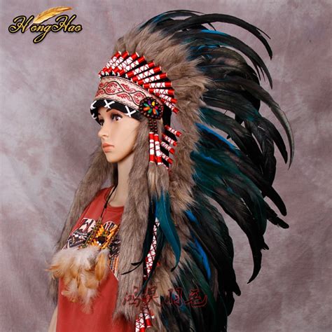 Turquoise Indian Headdress Feather Headdress Indian War Bonnet Indian