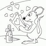 Valentine Mouse Reading Coloring Seipp Dave Drawn Mice sketch template