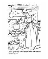 Coloring American Life Early Colonial Pages America Cooking History Printables Usa Pioneer Colony Adult Sheets Homes House Books Little Girls sketch template