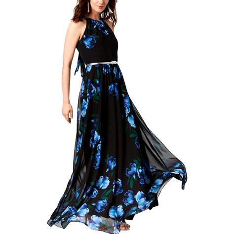 womens black chiffon sleeveless floral print maxi dress petites p bhfo  ebay