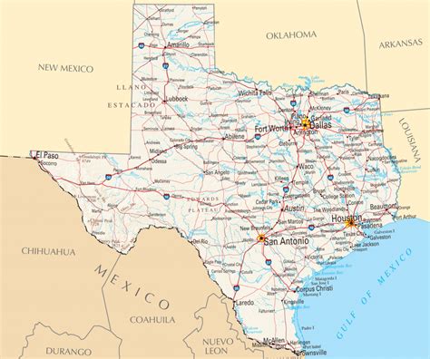 state map  texas showing cities printable maps
