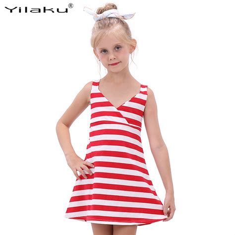 yilaku girls striped dress fashion summer backless girl dresses girls