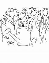 Coloring Clipart Watering Spring Garden Clip Pages Printable Tulips Book Showers Color Flower Cliparts Colouring Library Colour April Tulip Drawing sketch template