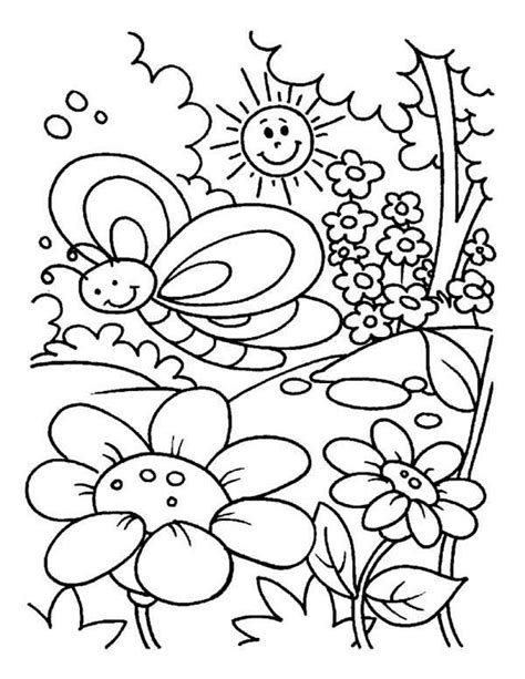 spring  beautiful garden coloring page kids play color garden