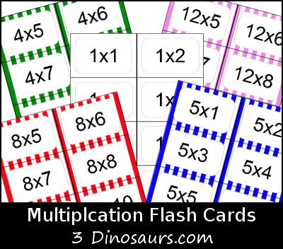 multiplication flashcards  dinosaurs
