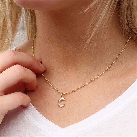 ct yellow gold plated initial necklace  hurleyburley