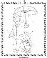 Coloring Caillou Pages Grandpa Rain Activity Worksheets sketch template