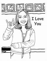 Coloring Pages Signing Time Asl Language Sign Deaf Read American sketch template