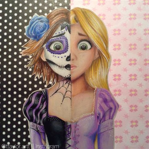 Rapunzel From Disney S Tangled Sugar Skull Drawing By