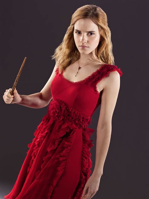 hermione in the dress she wore to bill and fluers wedding in the 7 part