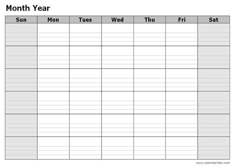 monthly blank calendar