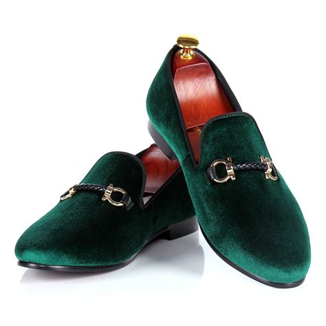 mens dress shoes green velvet loafers shoes woven buckle strap wedding shoes custom  drop