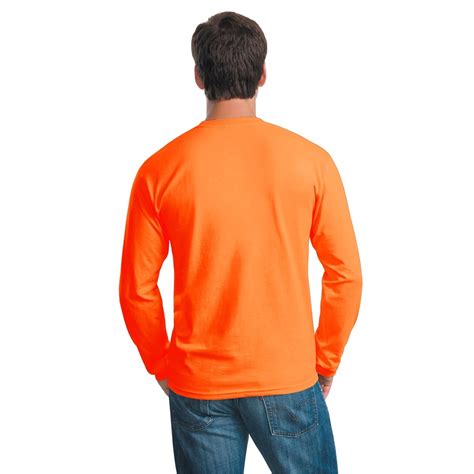 gildan  ultra cotton long sleeve  shirt  orange fullsourcecom