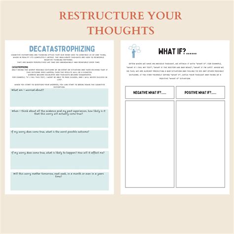 cognitive restructuring worksheets unhelpful thinking etsy canada