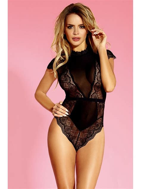 lace and sheer teddy bodysuit lingerie with halter neck style qlocherie