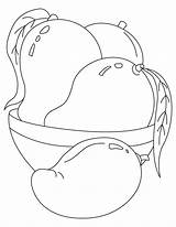 Mango Coloring Pages Bowl Fruit Kids sketch template