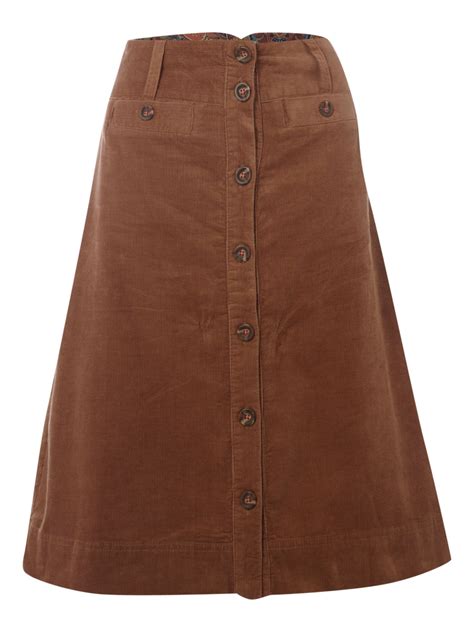 Dickins And Jones Midi Button Through Cord Skirt In Brown Lyst