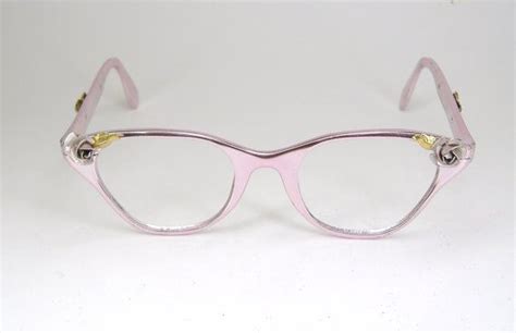 Vintage 40s Pink Cat Eye Eyeglasses Frame Tura With Rose Etsy Pink