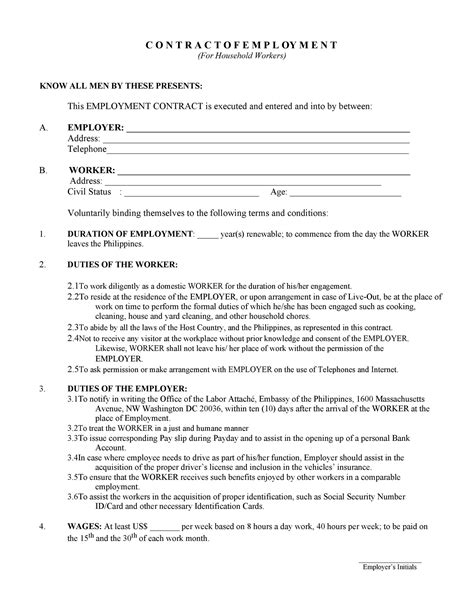 employment contract template philippines master template