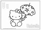 Kitty Hello Coloring Pages Letter Umbrella Printables sketch template