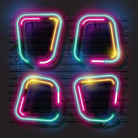 abstract neon banner set vector premium