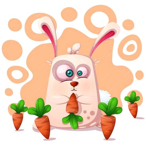 Premium Vector Cute Funny Rabbit With Carrot