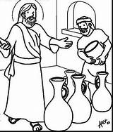 Jesus Cana Kana Bruiloft Nozze Ministry Disegni Miracles Religiocando sketch template