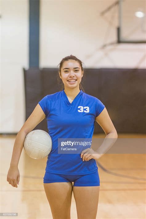 High School Volleyball Player Posing For The Camera Stock
