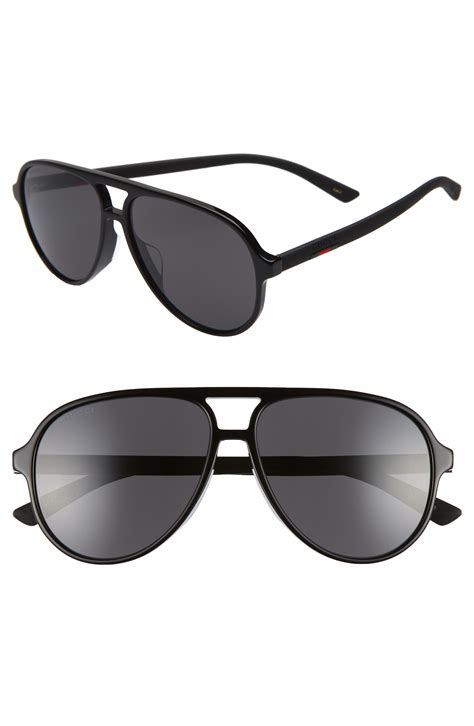 Men S Gucci 60mm Aviator Sunglasses Black The Fashionisto