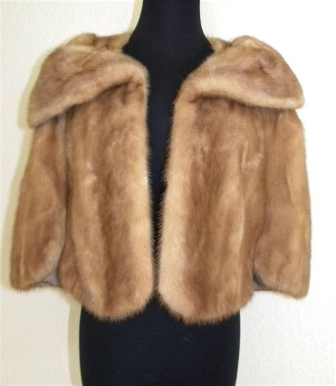 vtg  fur label authority brown mink fur cape bolero   furlabelauthority