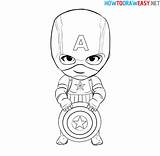 Captain Chibi America Drawing Draw sketch template