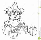 Compleanno Celebrando Bambina Divertendosi Anivers Menina Coloringcity sketch template