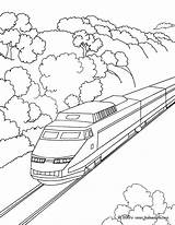 Locomotive Tren Velocidade Trem Travelling Natureza Colorier Hellokids Landschaft Hochgeschwindigkeitszug Coloriages Drucken sketch template