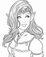 Coloring Pages Queen Elf Elven Female Girl Color Lines Adult Printable Steampunk Deviantart Sheets Colouring Kids Commission Choose Board Getcolorings sketch template