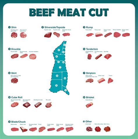 meat cuts chart print