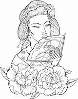 Coloring Pages Geisha School Old Drawings Japanese Con Girl Getcolorings Kids Google Print Es sketch template