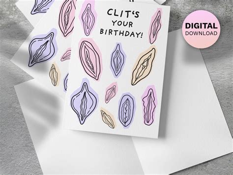 clits your birthday printable card queer art download vulva greeting