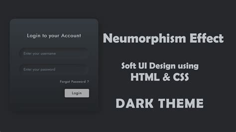 neumorphism css dark theme soft ui dark mode login form design