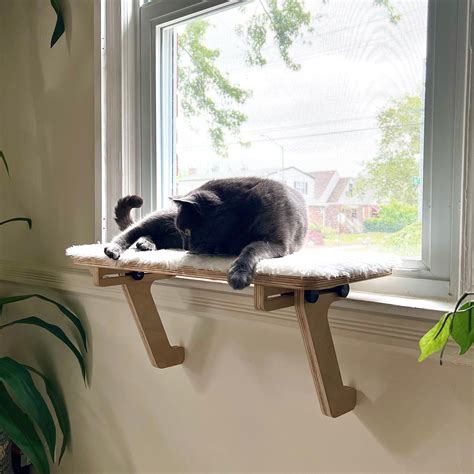 oak cat window perchsturdy safe support legsinstalled removed