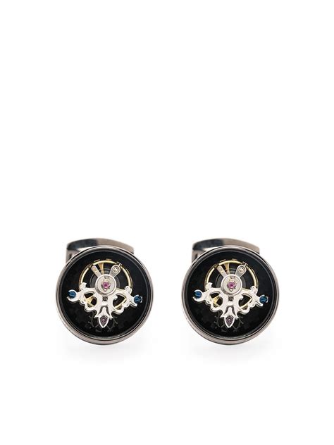 tateossian engine effect design cufflinks  schwarz modesens