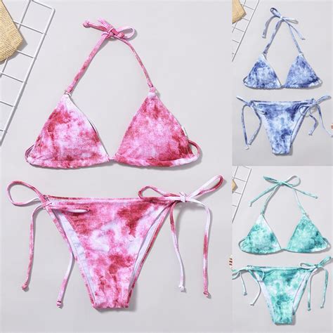 Sexy Bikini Women Push Up Swimsuit Tie Dye Printing Swimwear Brazilian