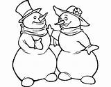 Couple Coloring Snowmen Coloringcrew sketch template