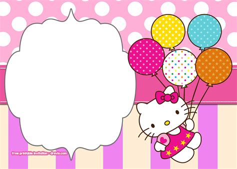 printable  kitty pink polka dot invitation templates drevio