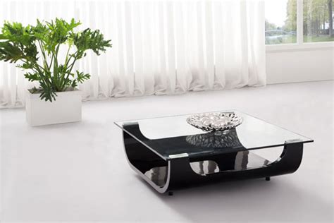 Iceberg Contemporary Square Shaped Glass Coffee Table Black