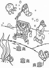 Spongebob Coloring Pages Jellyfish Patrick Cartoon Catch Printable Getcolorings Choose Board Colored sketch template